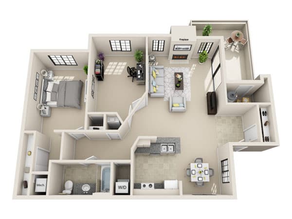 View 1 Bedroom Floor Plans at Rock Creek Commons | Apartments in Vancouver, Washington