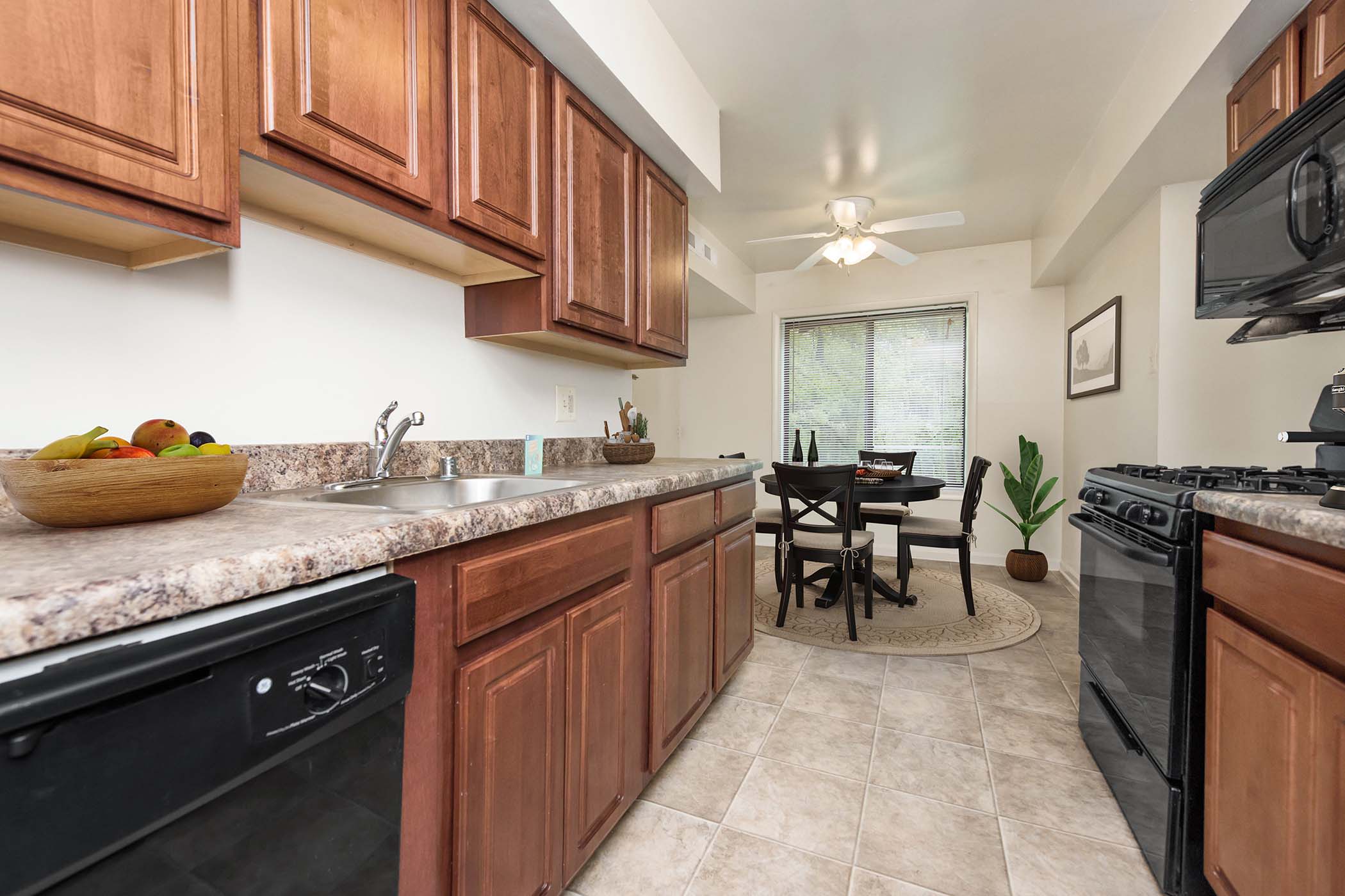 Model kitchen at The Flats at Columbia Pike in Silver Spring, Maryland