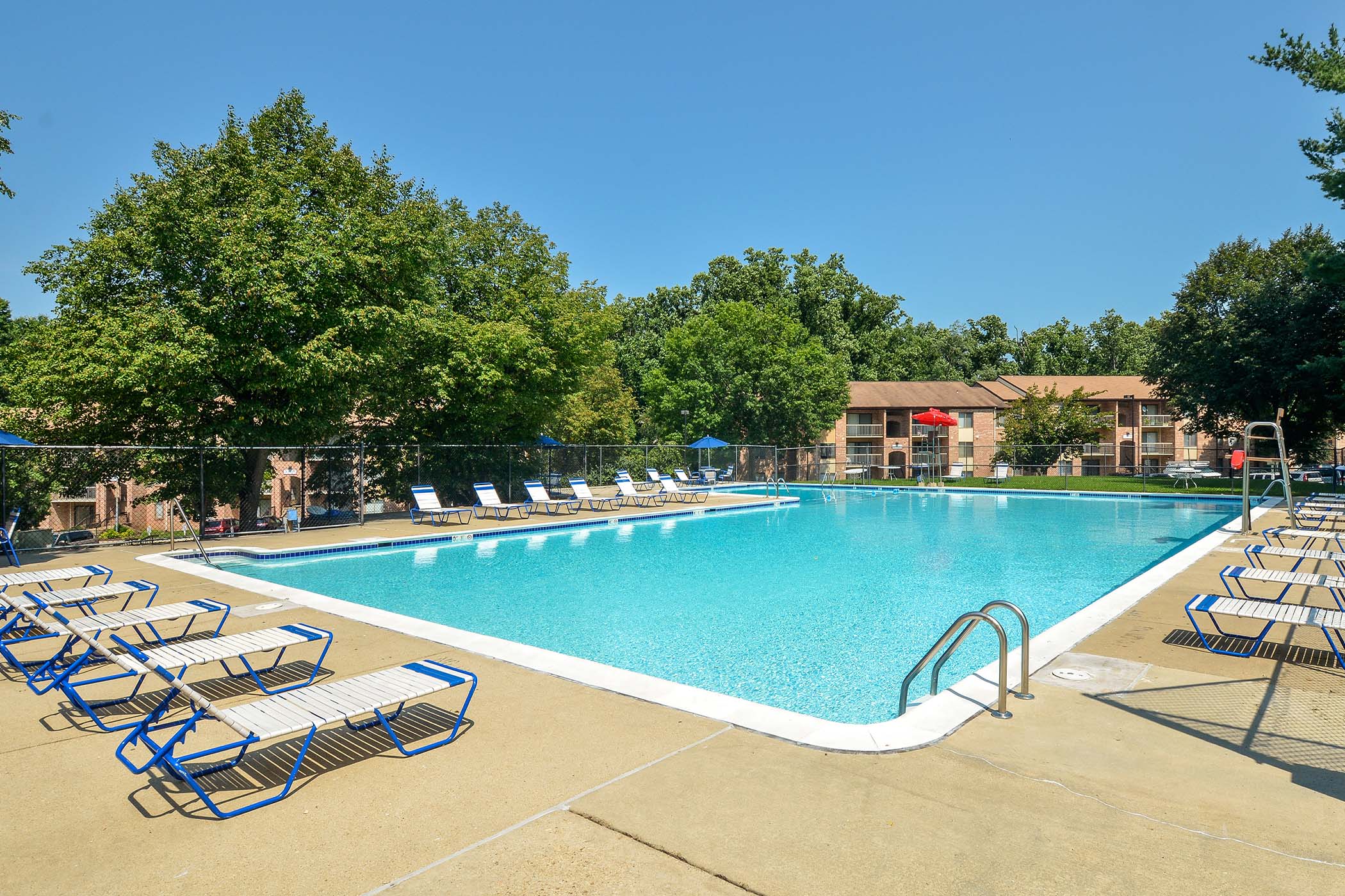 On-site swimming pool at The Flats at Columbia Pike, Silver Spring, Maryland