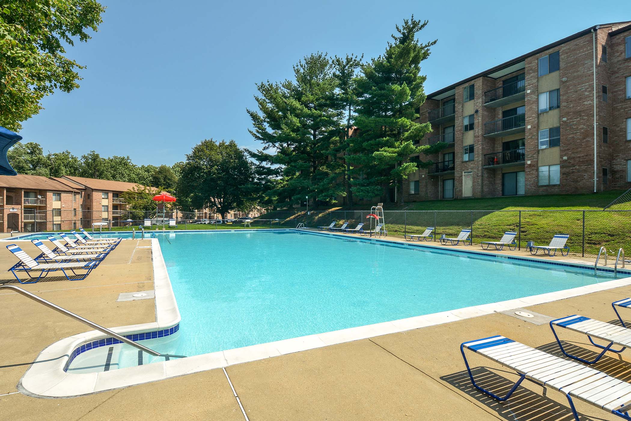 On-site swimming pool at The Flats at Columbia Pike, Silver Spring, Maryland