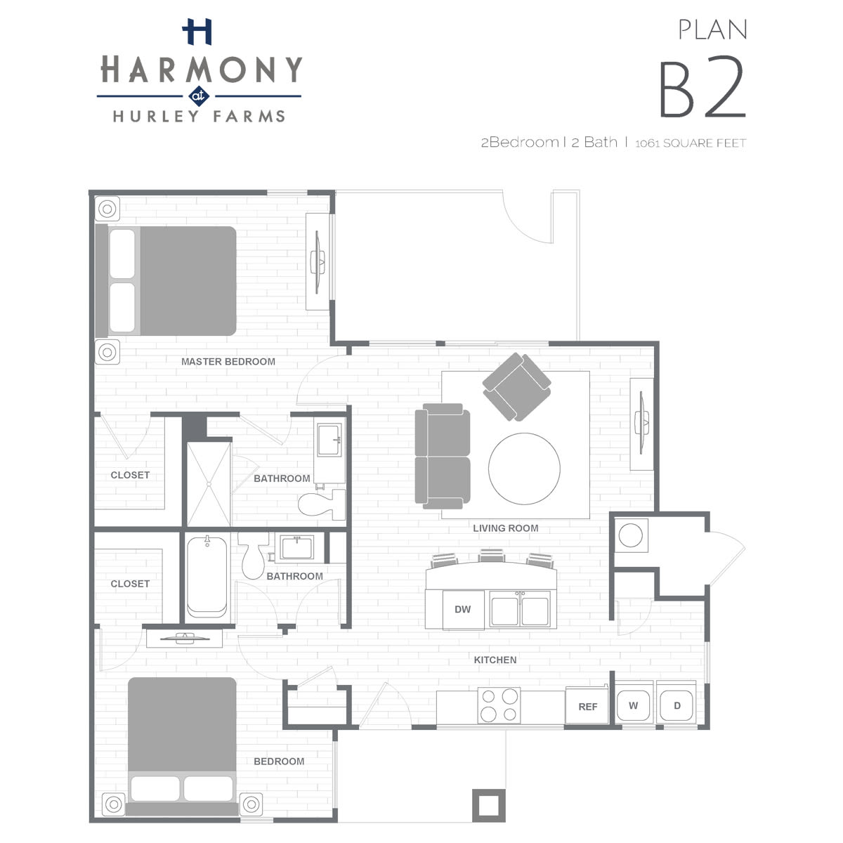 Plan B2 Two Bedroom floor plan