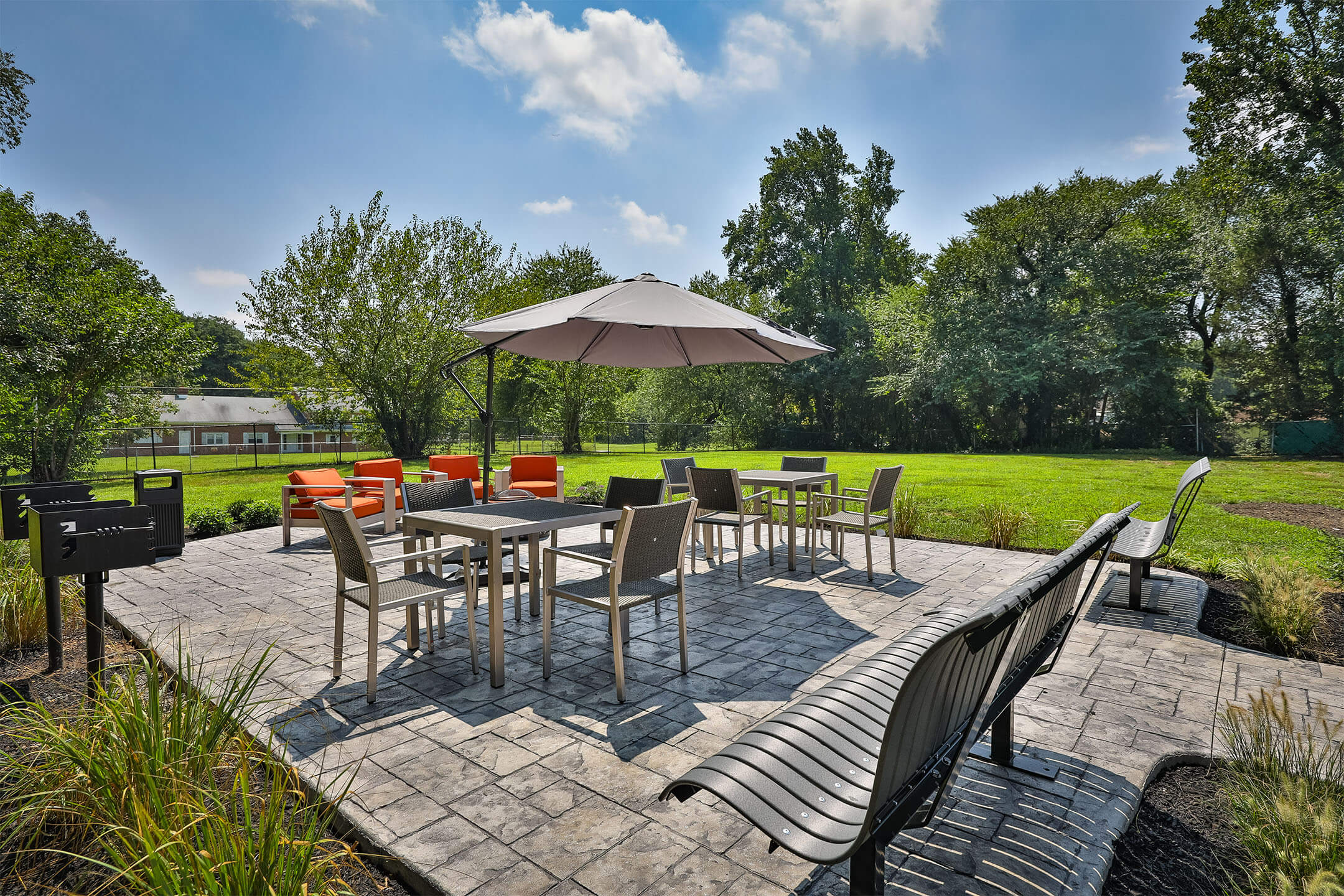 Outdoor seating at Parc at Cherry Hill, Cherry Hill, New Jersey