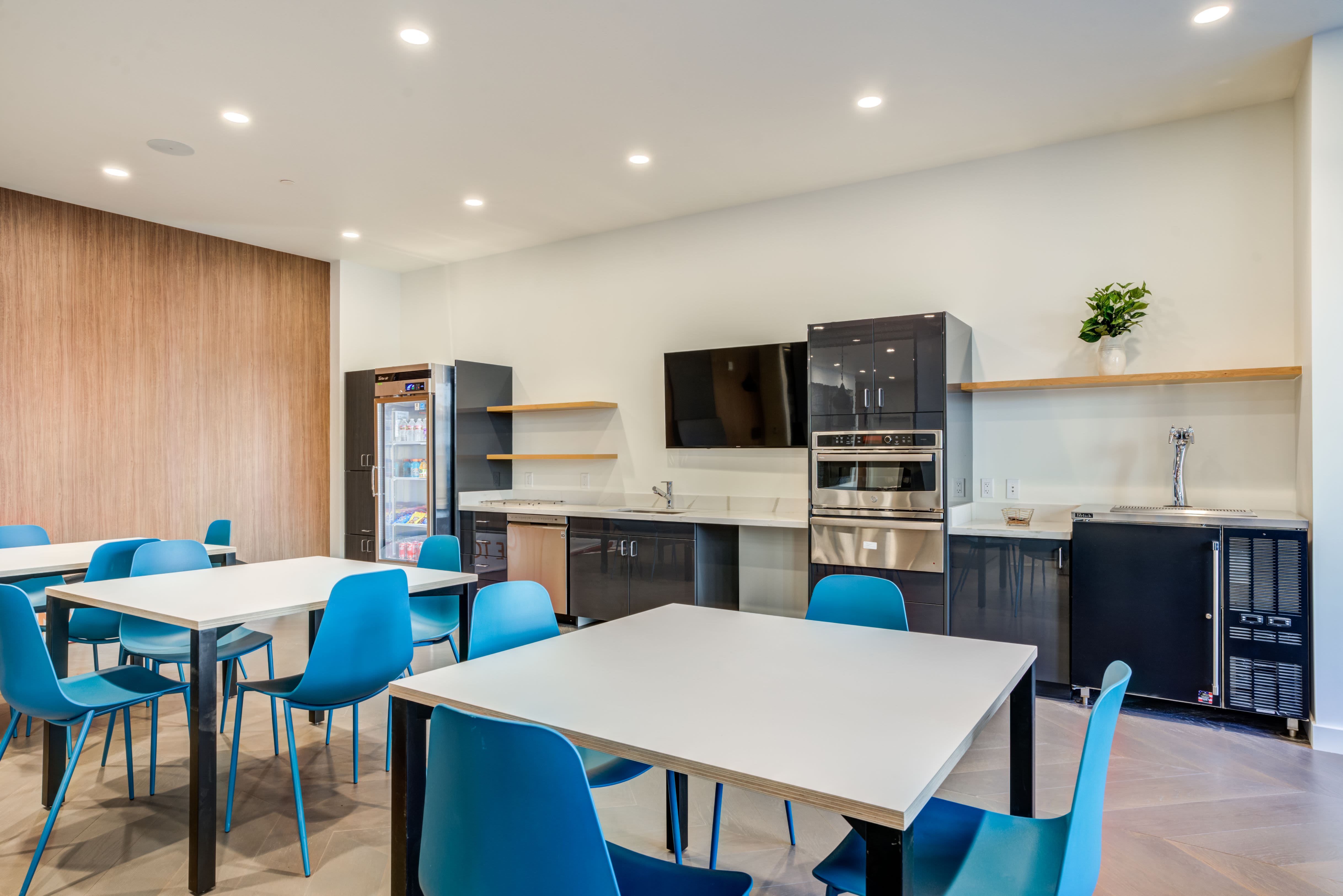 Community kitchen for residents at The Quarry in Hillsboro, Oregon