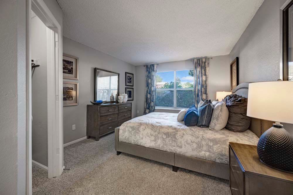 Large bedroom at Waterfield Court Apartment Homes in Aurora, Colorado