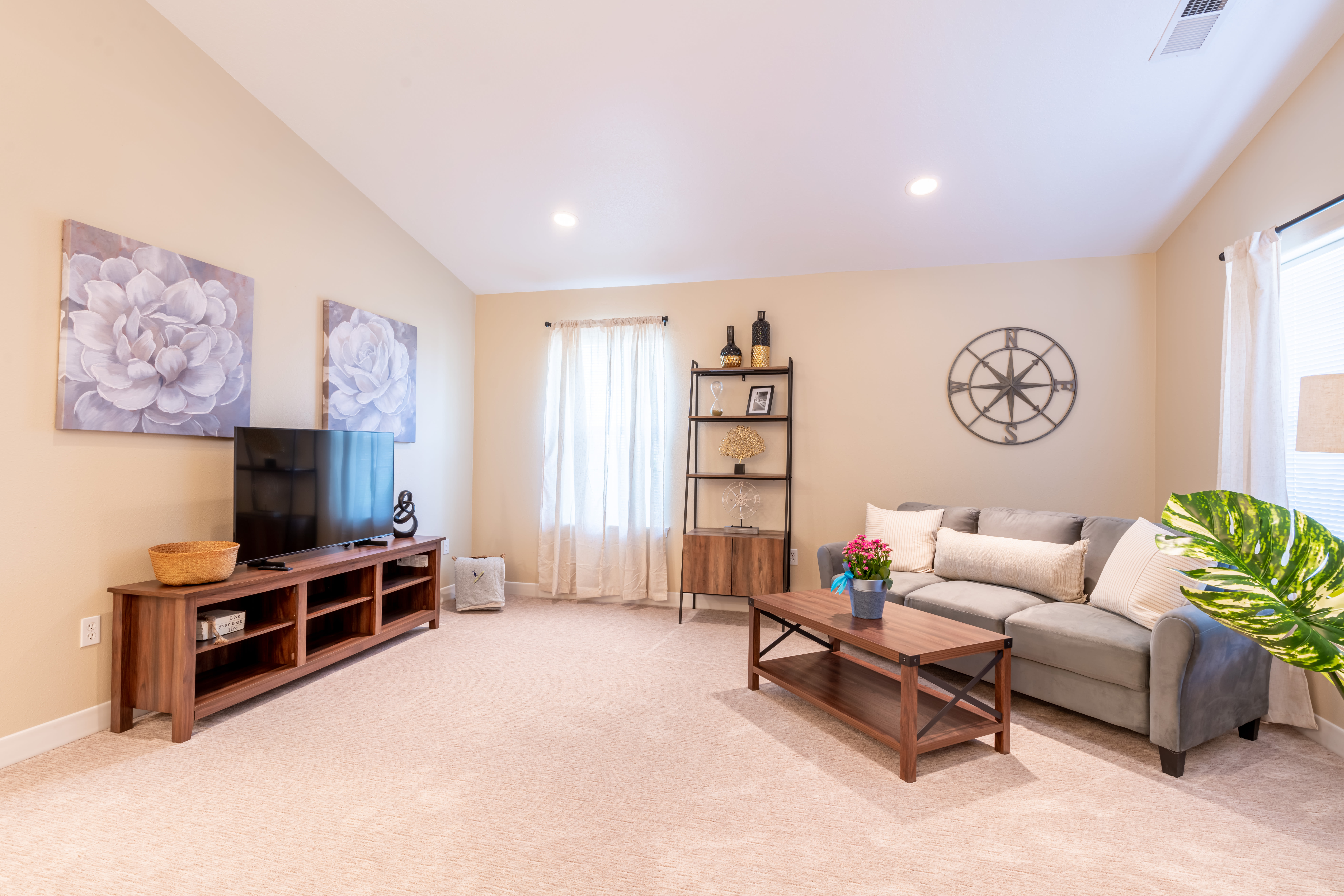 Naturally lit living rooms at Heron Pointe Senior Living in Monmouth, Oregon