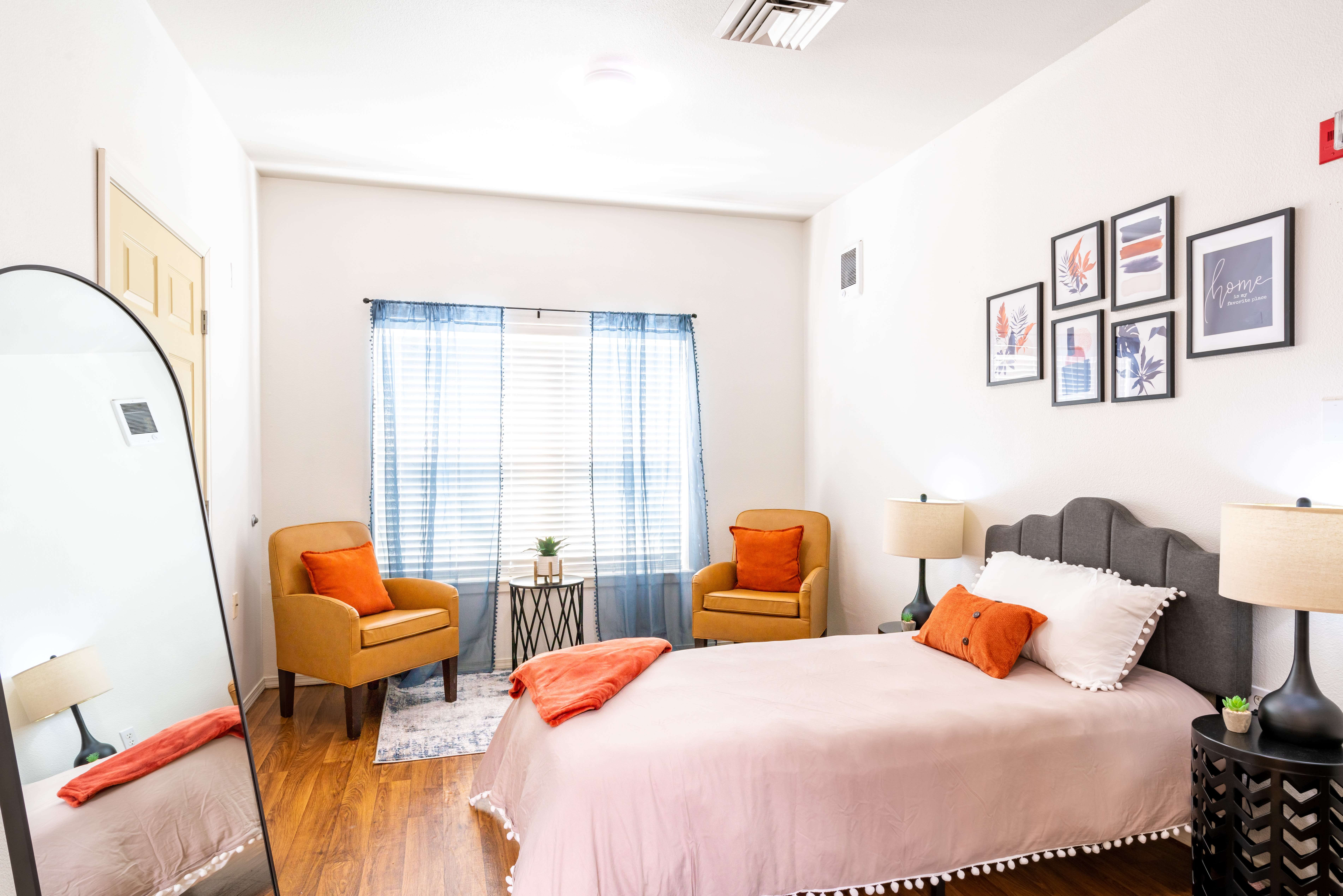 Furnished Bedroom at Evergreen Memory Care in Eugene, Oregon. 