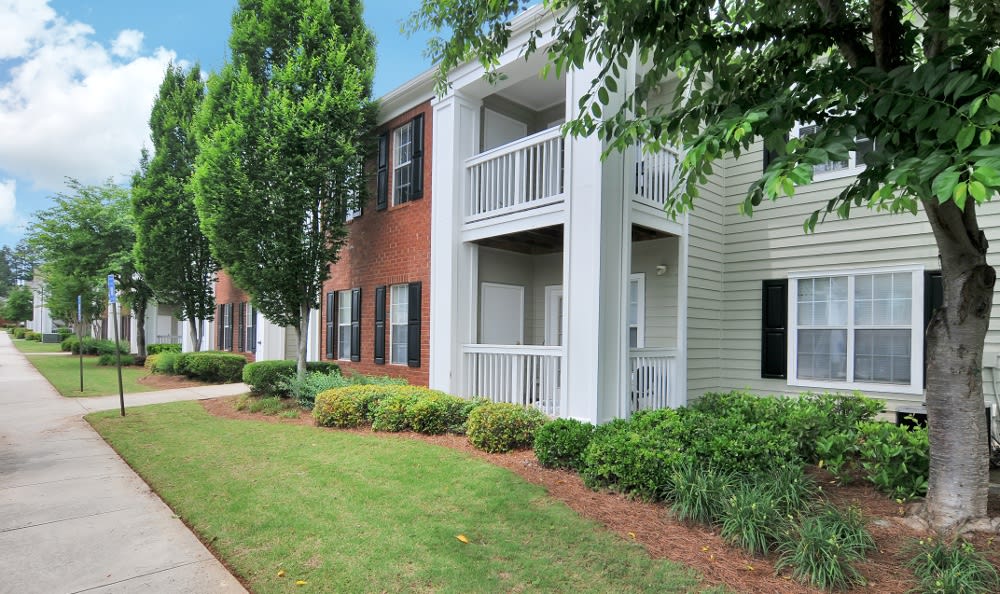 Private outdoor patios on some apartments at Cherokee Summit Apartments in Acworth, Georgia