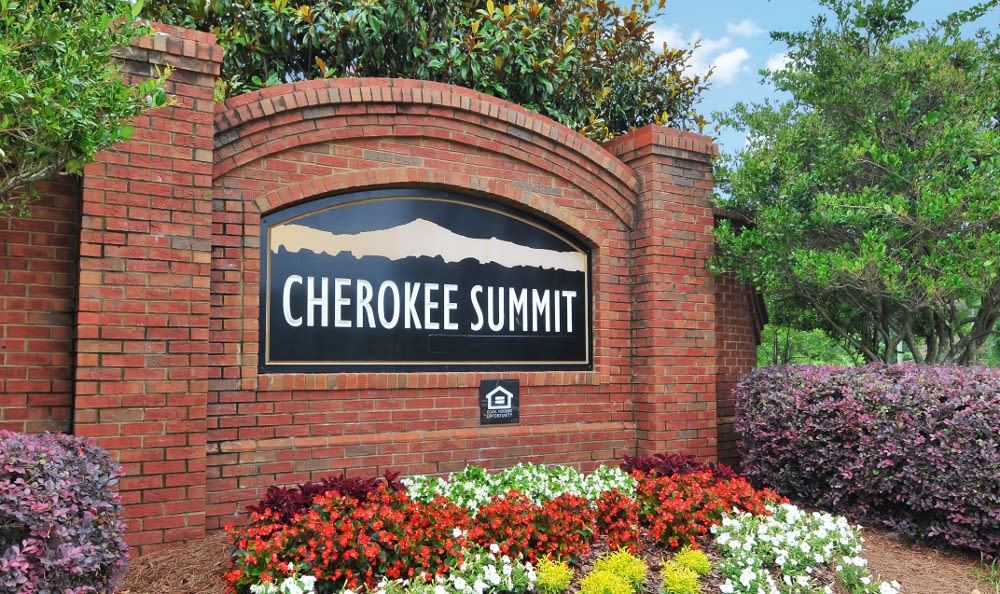 Monument Sign in the front of the building at Cherokee Summit Apartments in Acworth, Georgia