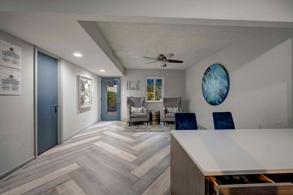 Leasing office with lots of light at Arvada Green Apartment Homes in Arvada, Colorado
