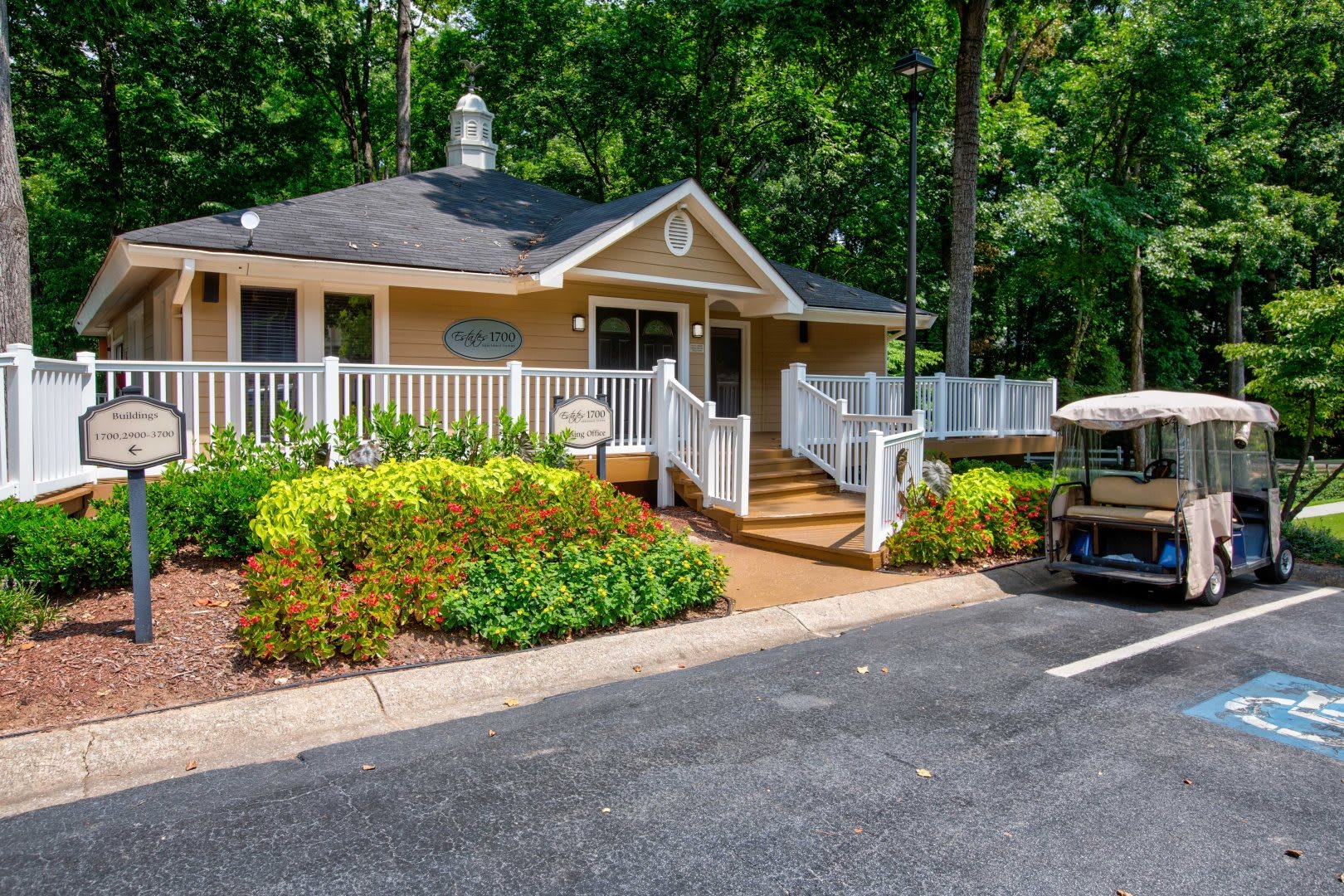 The clubhouse at 1700 Exchange in Norcross, Georgia