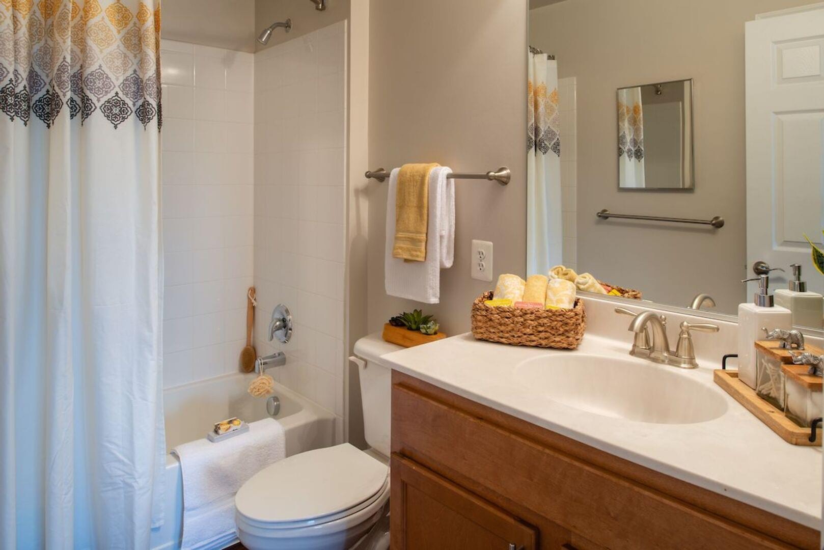 Apartment bathroom at The Elms at Germantown in Germantown, Maryland