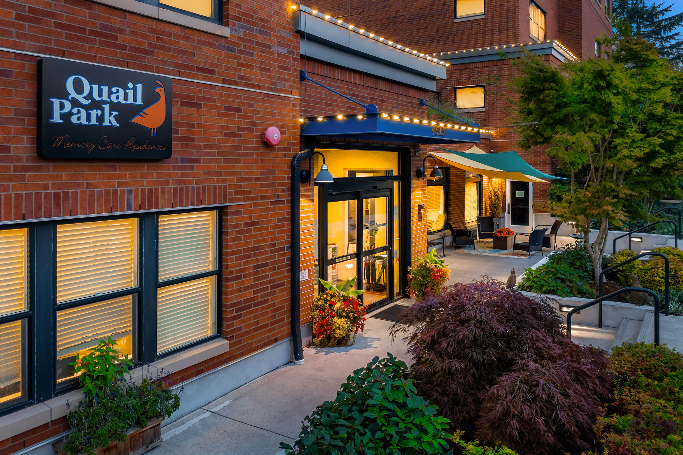 Quail Park Memory Care Residences of West Seattle Front Entrance at our Independent Living Facility