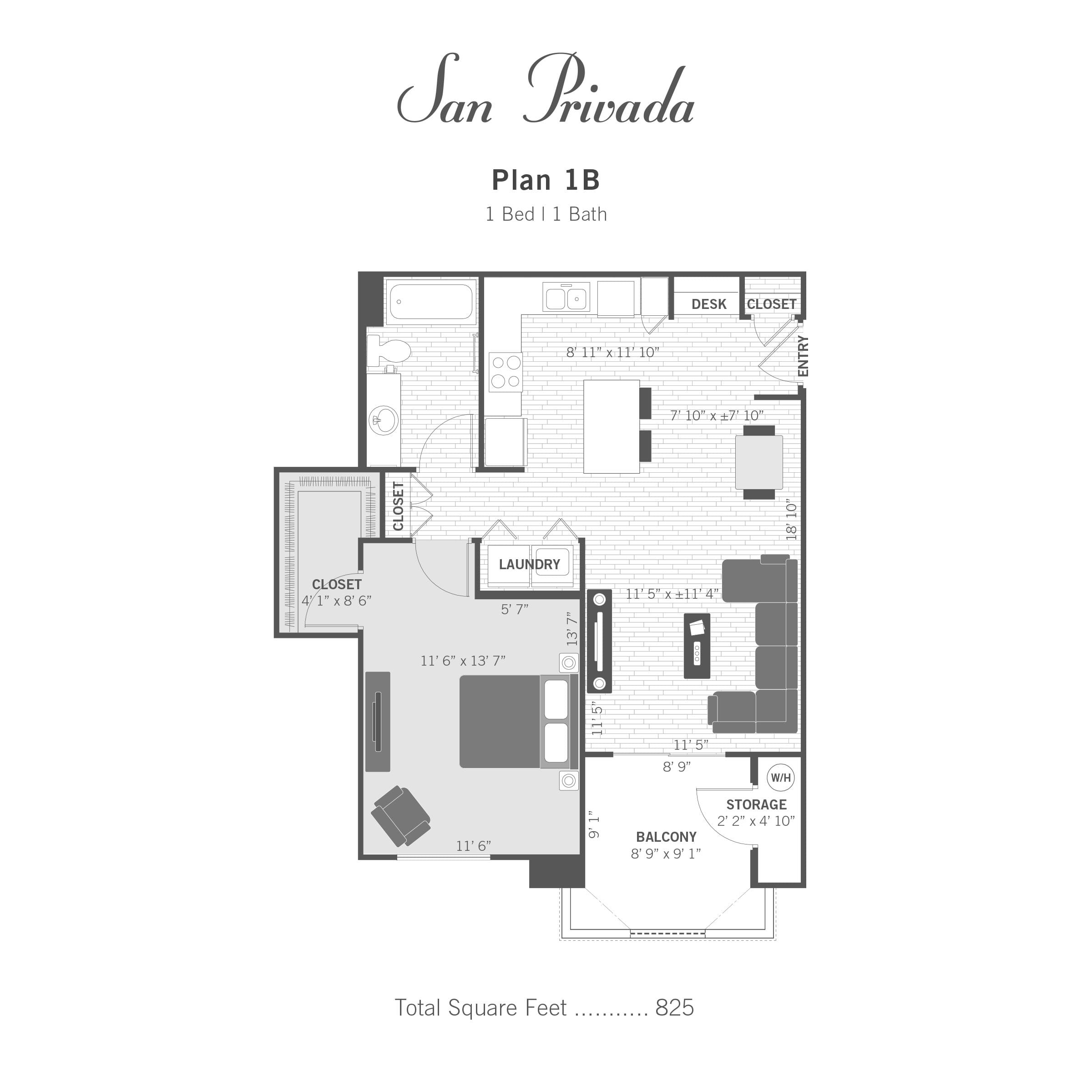 1B 2D floor plan image