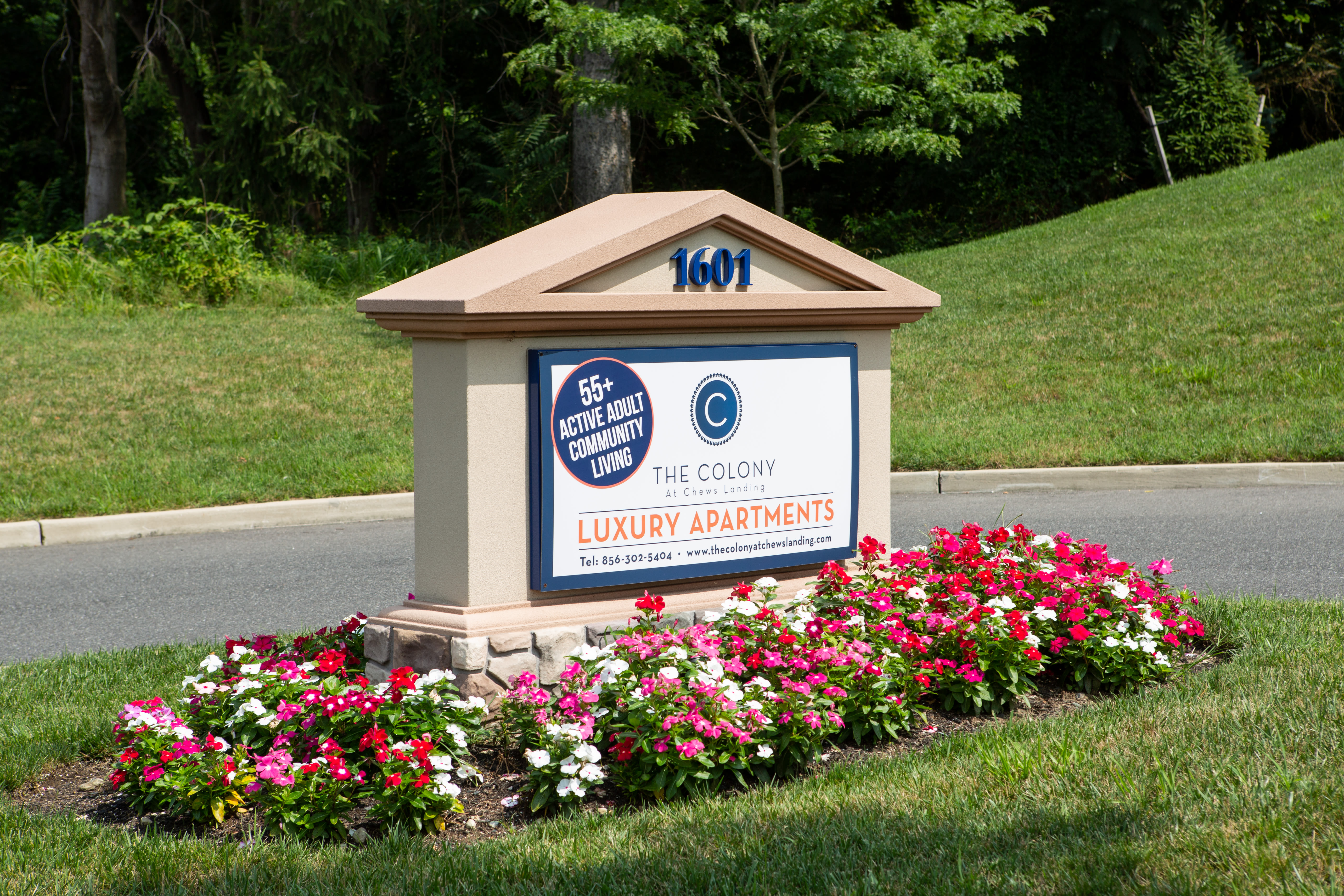 Exterior sign at The Colony at Chews Landing in Blackwood, New Jersey