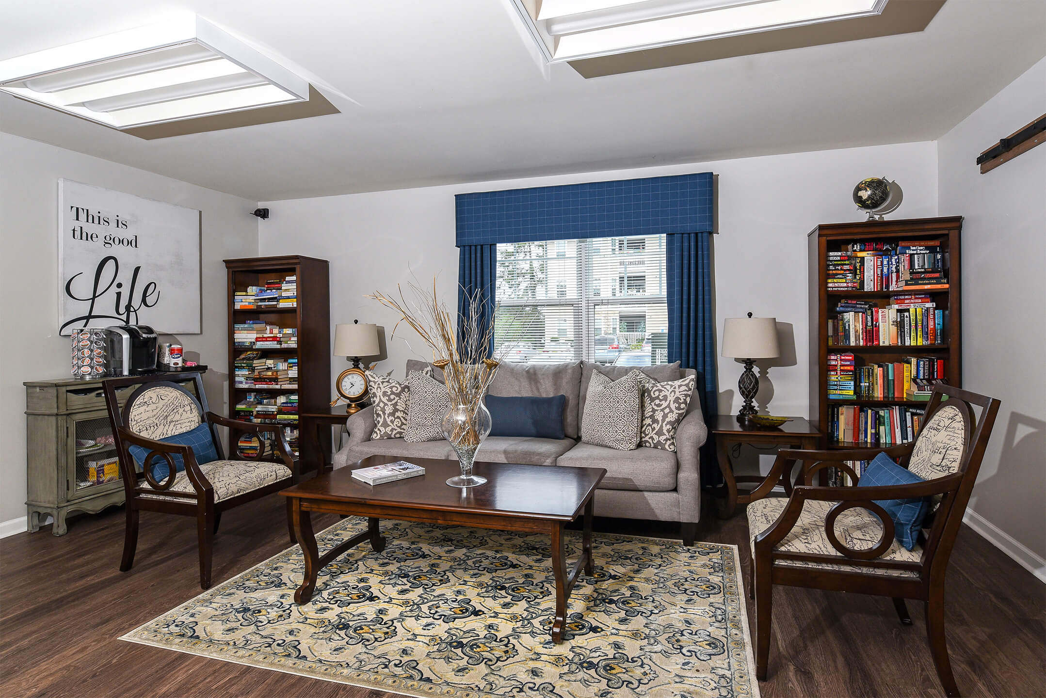 Reading room in the clubhouse at The Colony at Chews Landing in Blackwood, New Jersey