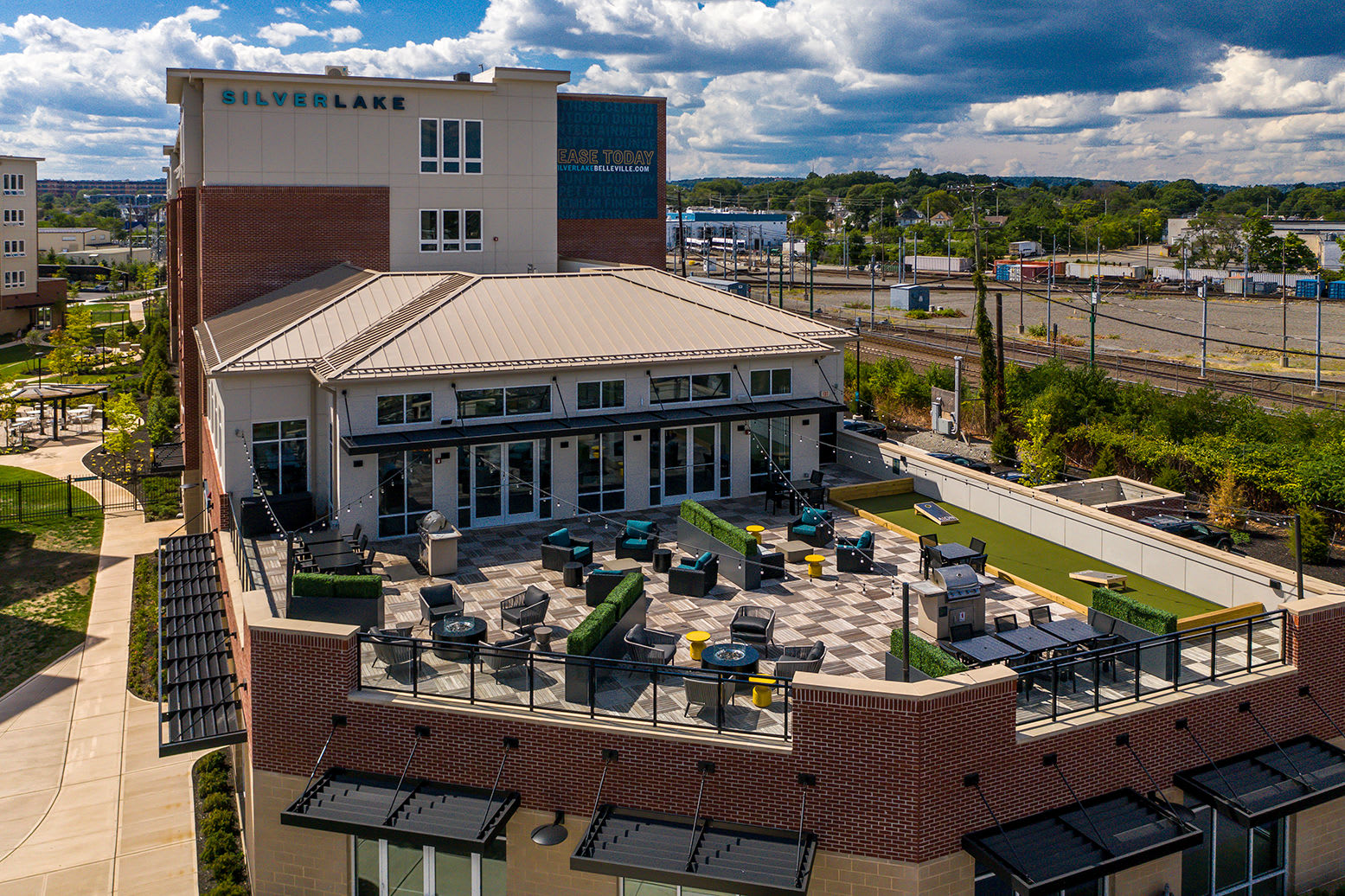 Arial view of the rooftop patio at SilverLake, Belleville, New Jersey