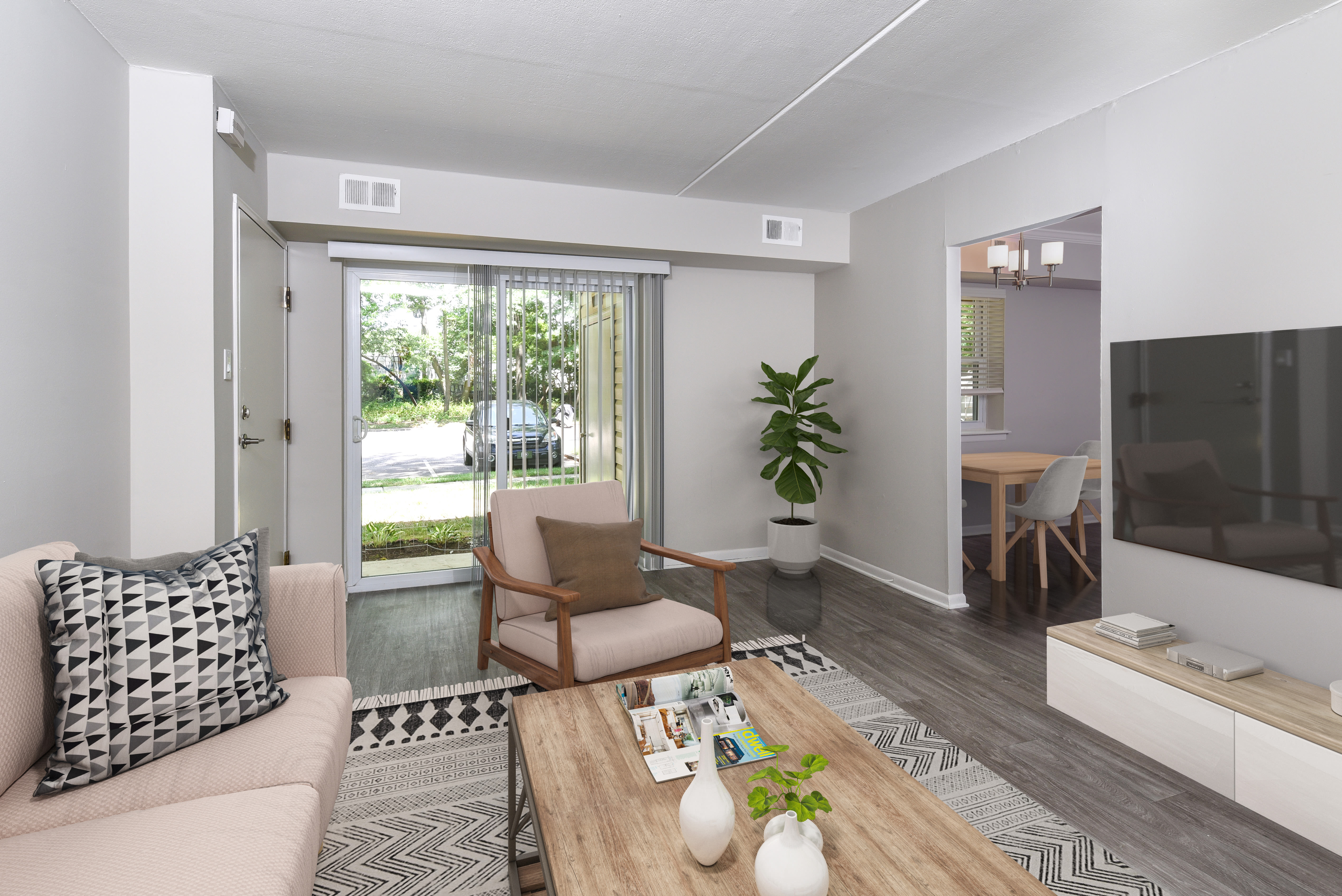 Model living room at The Nolan in Morrisville, Pennsylvania