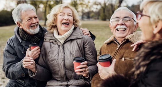 Group gathering with coffee