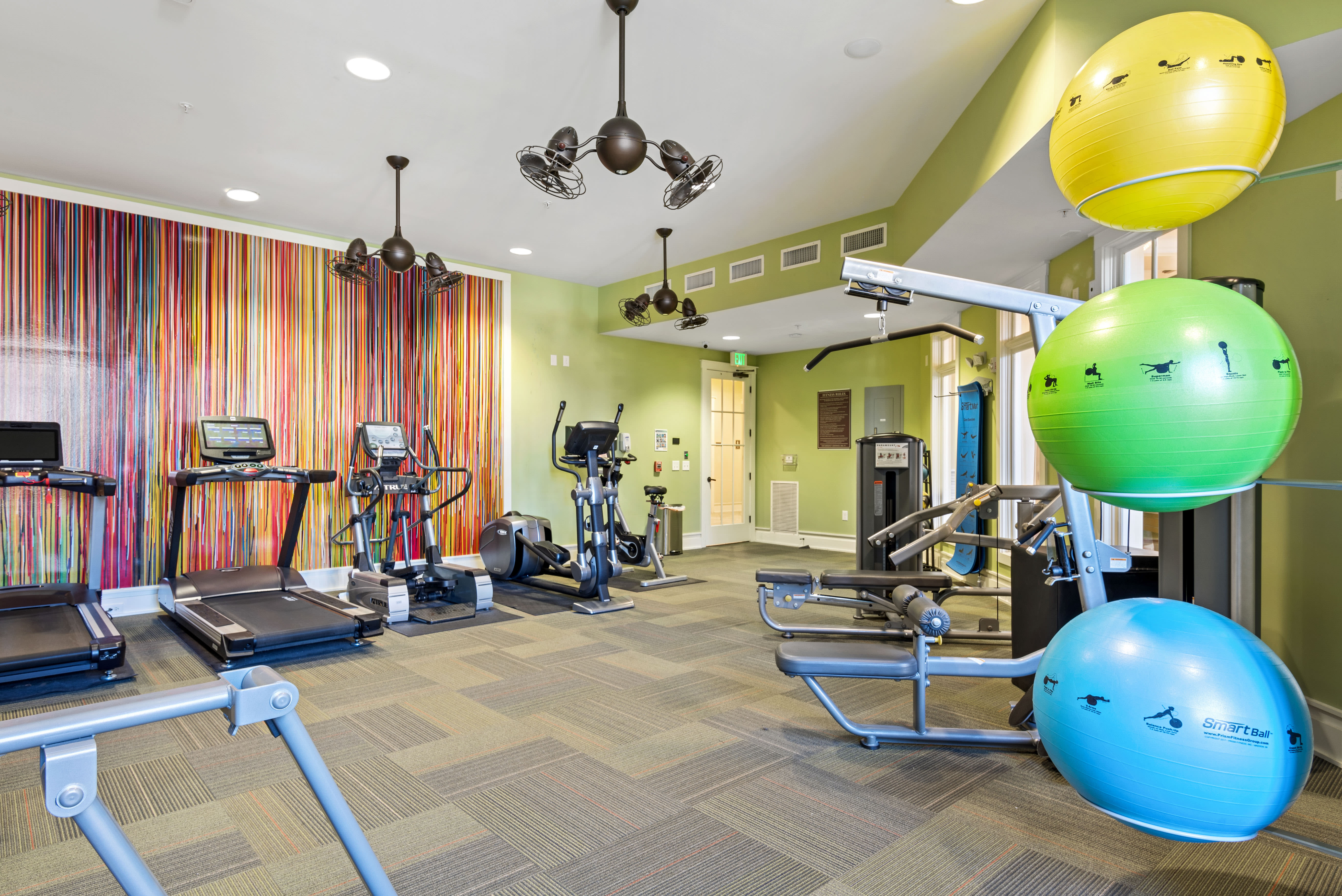 Spacious fitness center at Fountains at Mooresville Town Square in Mooresville, North Carolina