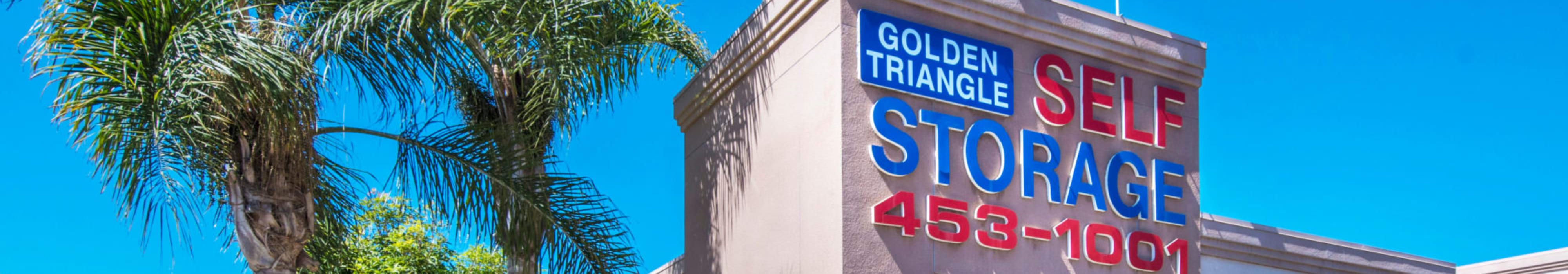 Branding on the exterior of Golden Triangle Self Storage in San Diego, California