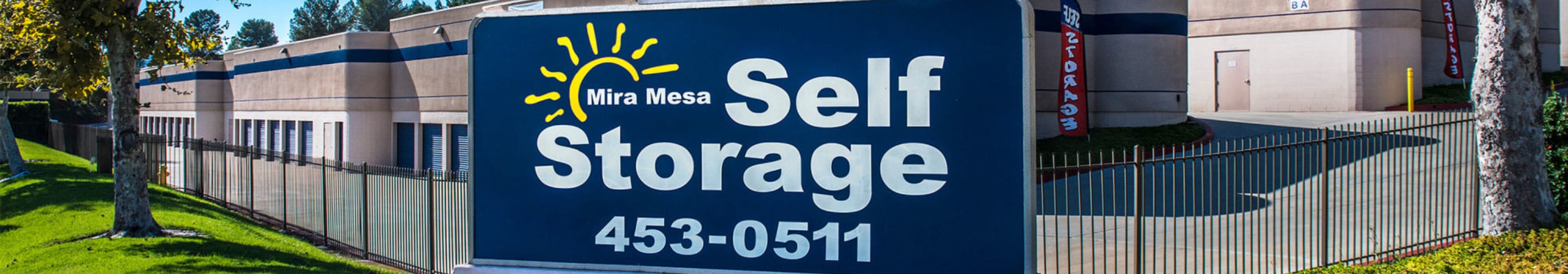 Branding on the exterior of Mira Mesa Self Storage in San Diego, California