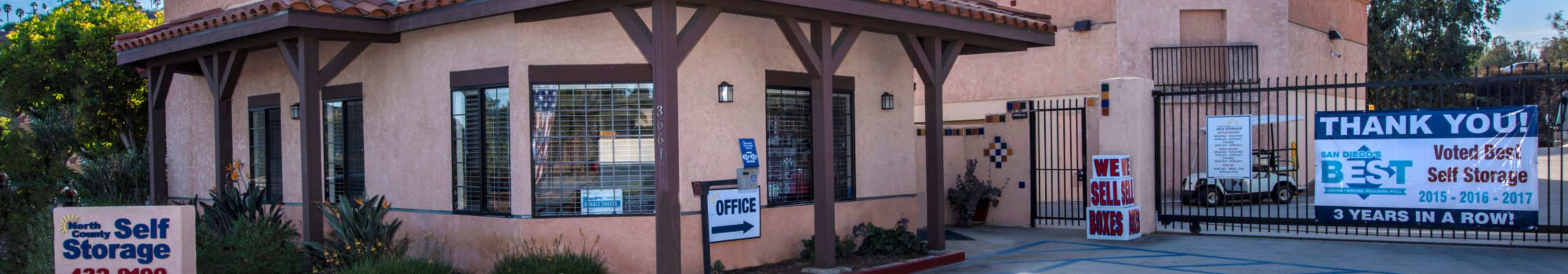 Branding on the exterior of North County Self Storage in Escondido, California