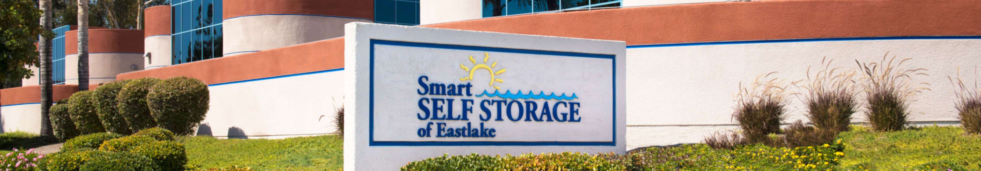 Branding on the exterior of Smart Self Storage of Eastlake in Chula Vista, California
