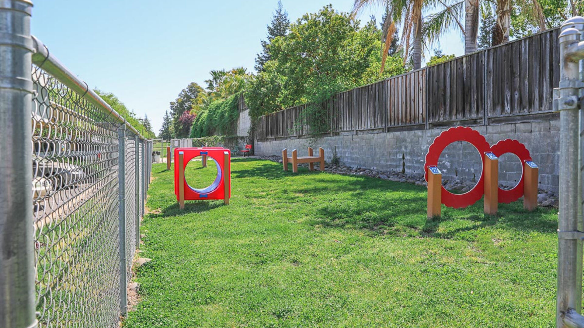 Dog park with an agility course at Rocklin Ranch Apartments in Rocklin, California