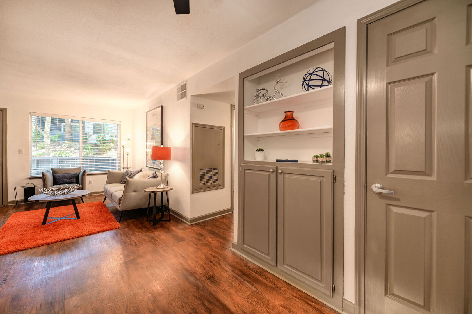 Wood style flooring at Lake Pointe Apartments in Folsom, California
