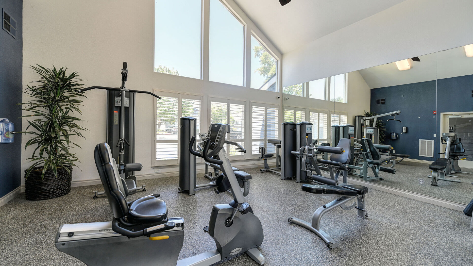 Fitness center at Lake Pointe Apartments in Folsom, California