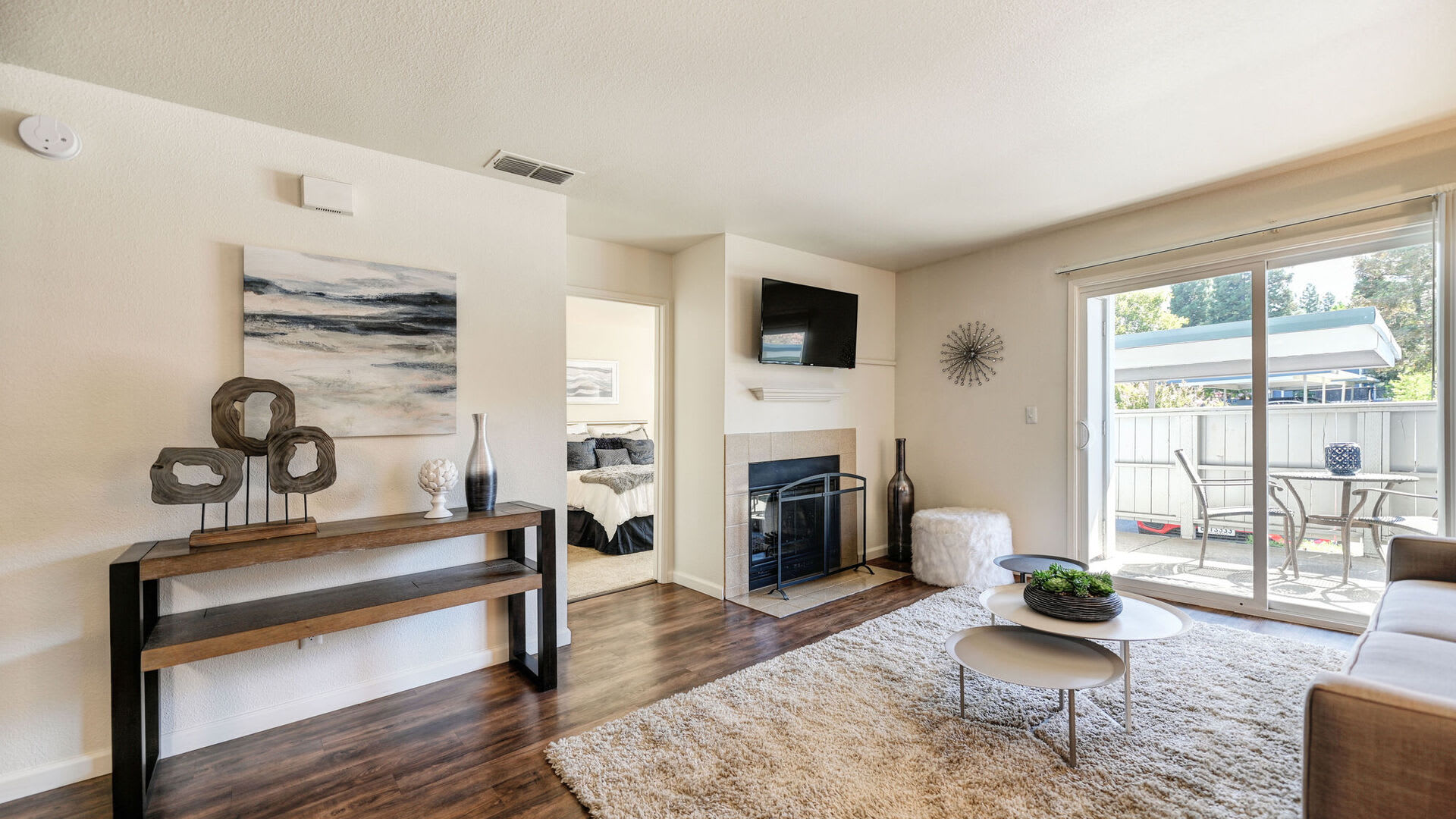 Model home living room at Salishan Apartments in Citrus Heights, California