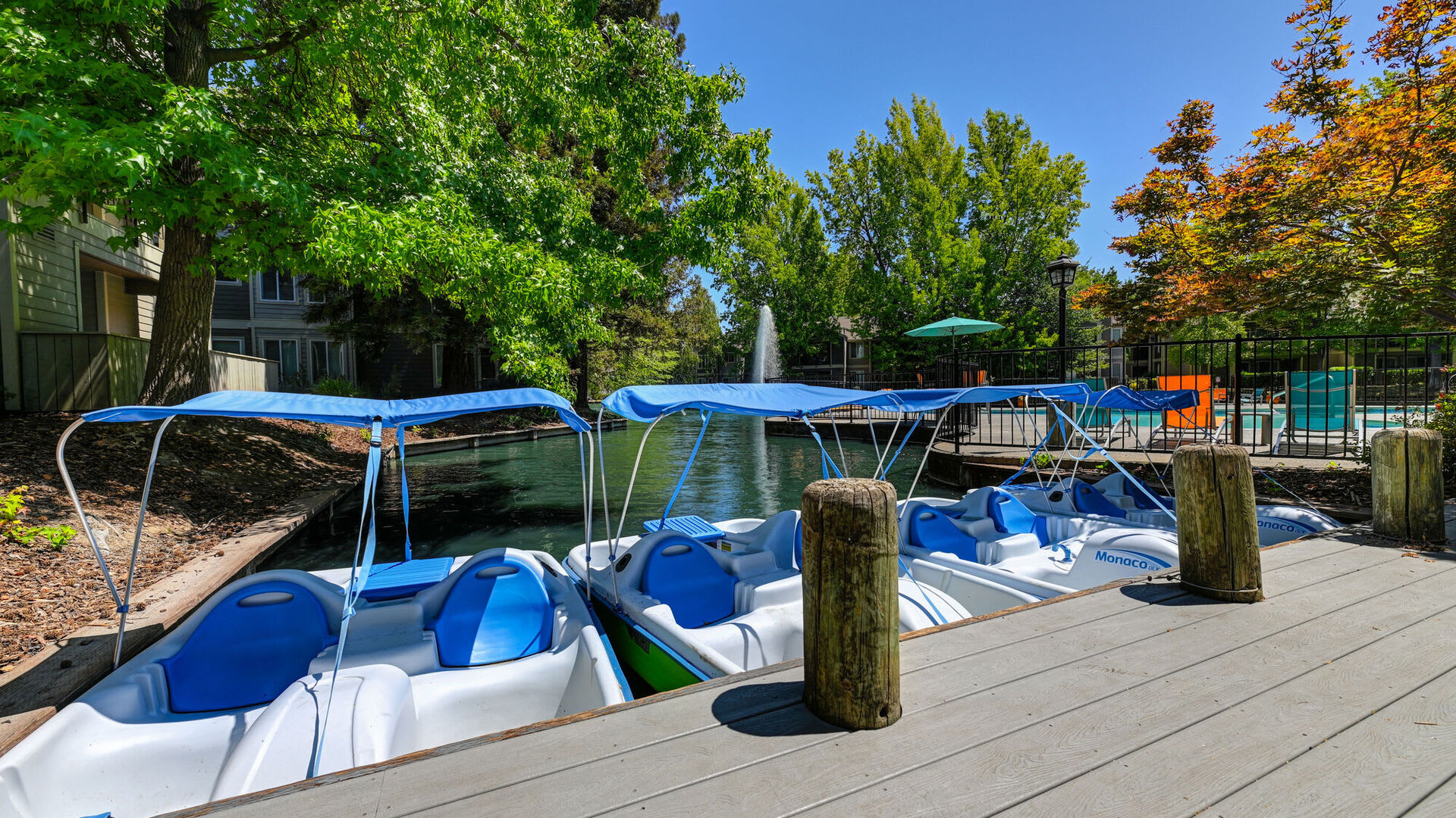 Peddle boats at Harbor Oaks Apartments in Sacramento, California