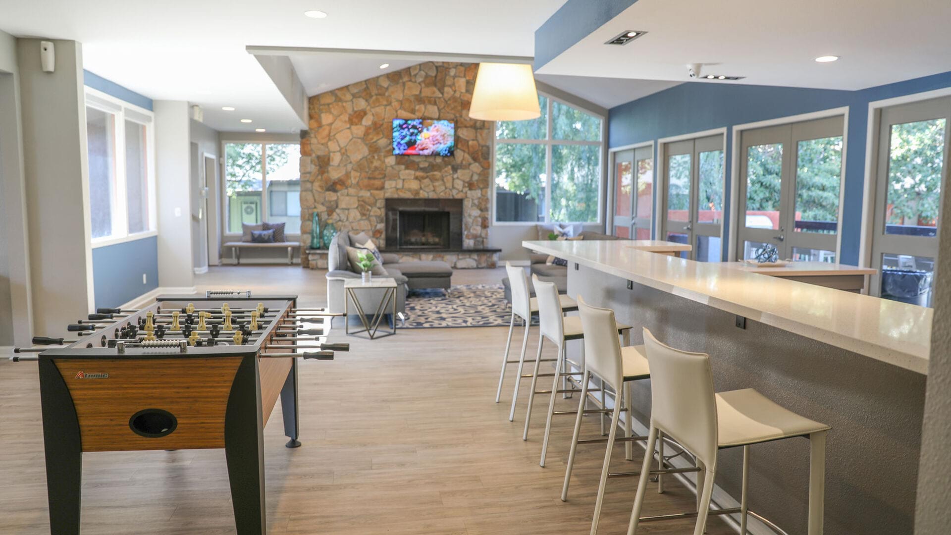 Foosball table and chairs in the clubhouse at The Falls at Arden in Sacramento, California