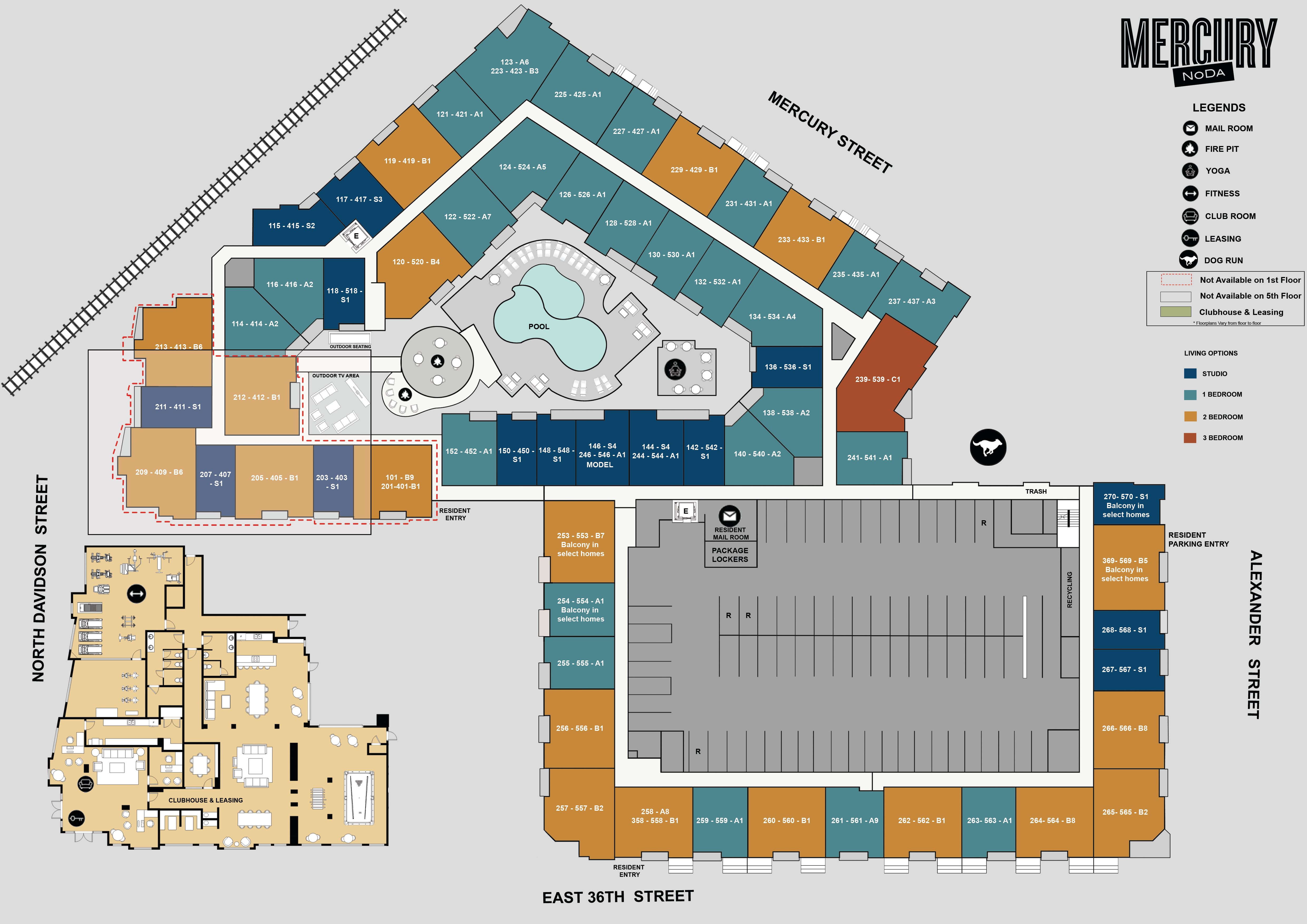 Site map at Mercury NoDa in Charlotte, North Carolina