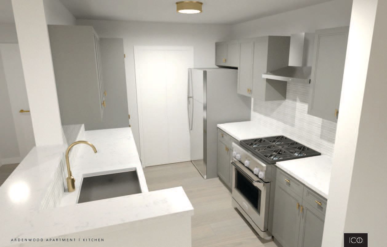 Well appointed kitchen with stainless-steel appliances in a model apartment at Ardenwood in North Haven, Connecticut
