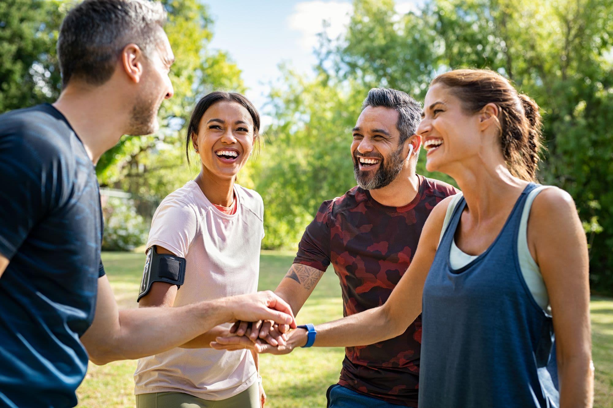 Friends gather for a run near Governor's on North Henry in Williamsburg, Virginia