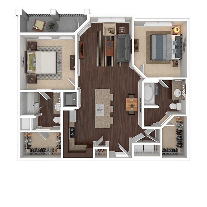 View 2 Bedroom Floor Plans at Boulders at Overland Park Apartments | Apartments in Overland Park, Kansas
