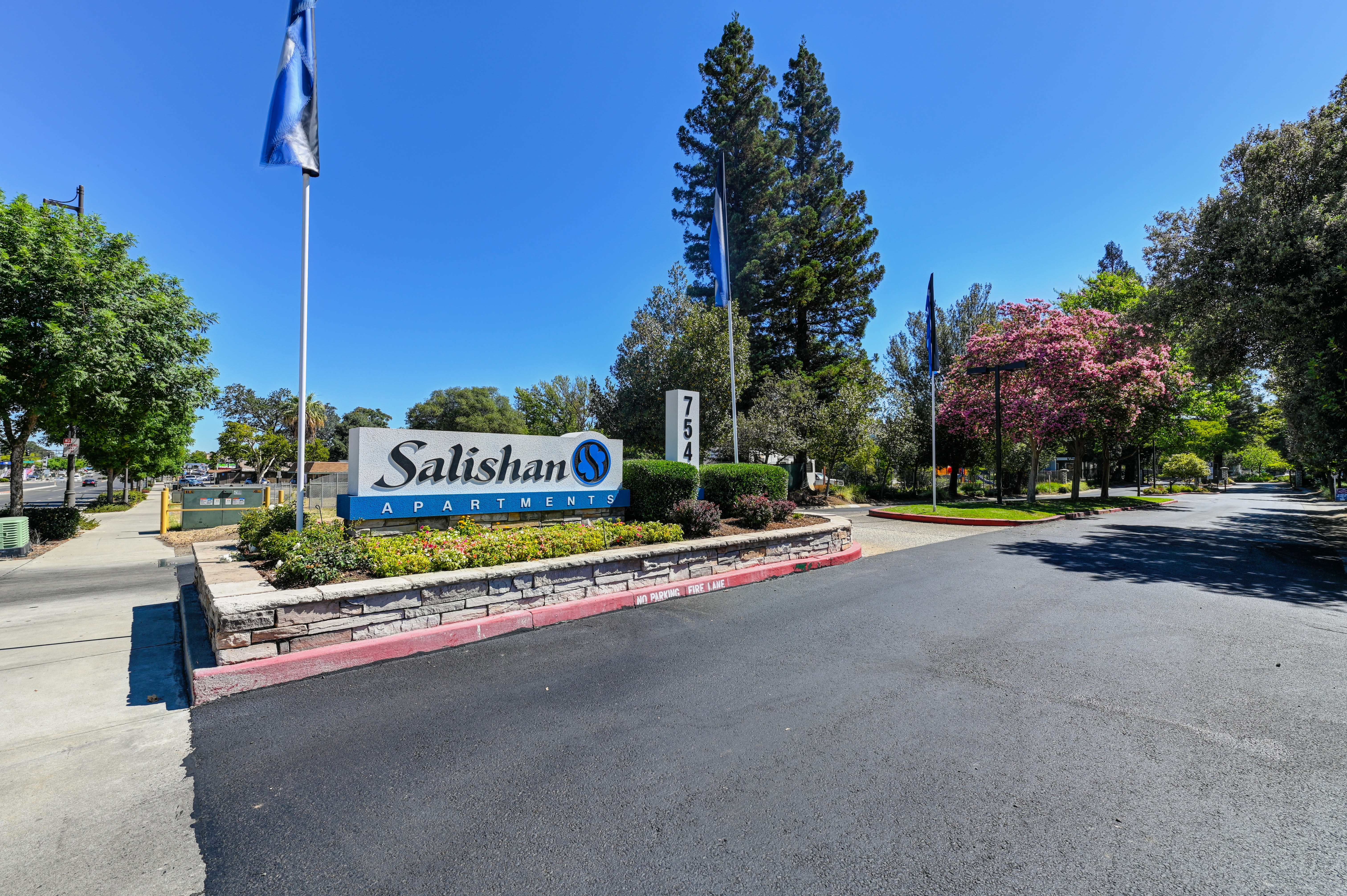 Exterior sign at Salishan Apartments in Citrus Heights, California
