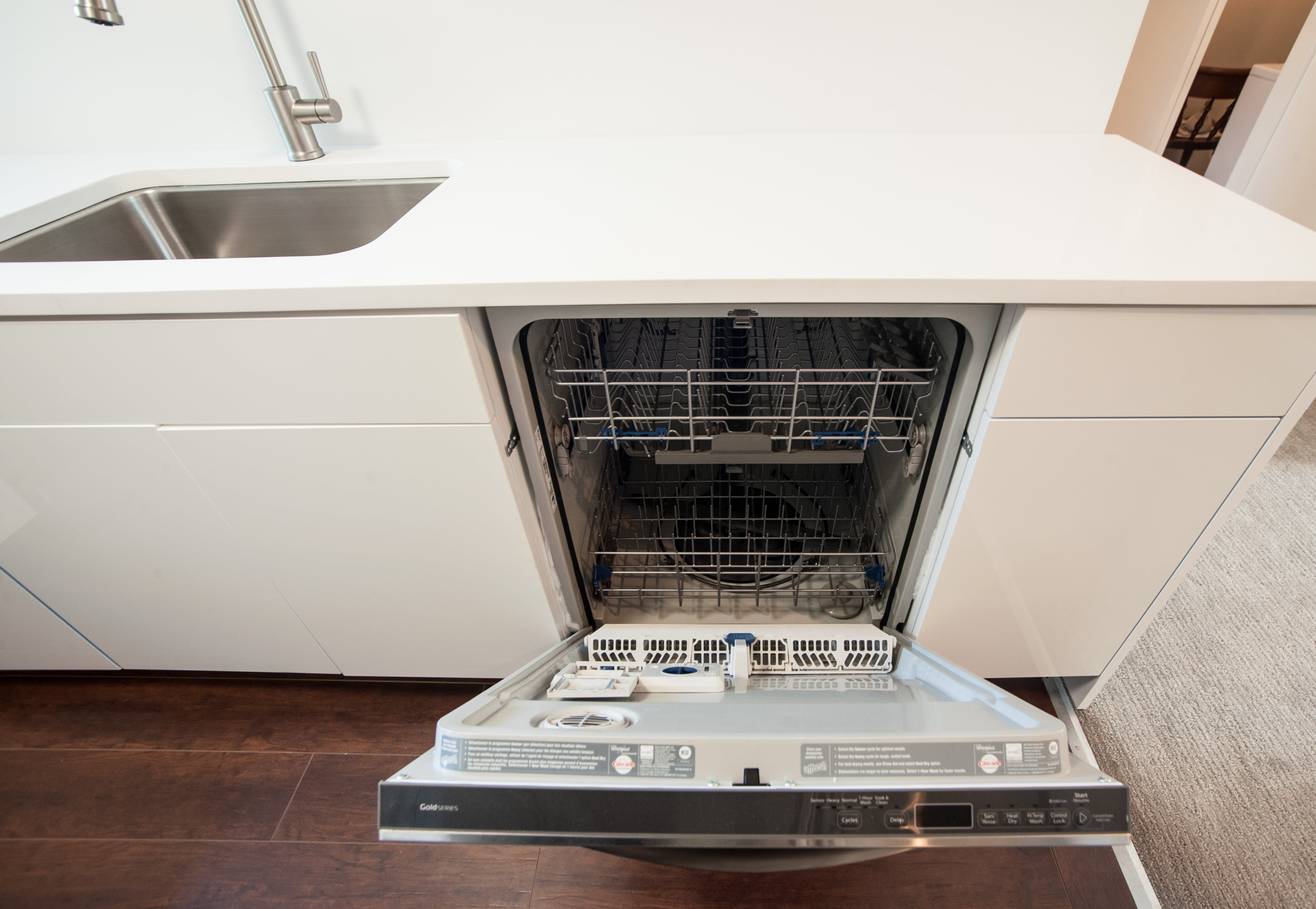 Stainless-steel dishwasher and sink at Campus Prime in Syracuse, New York