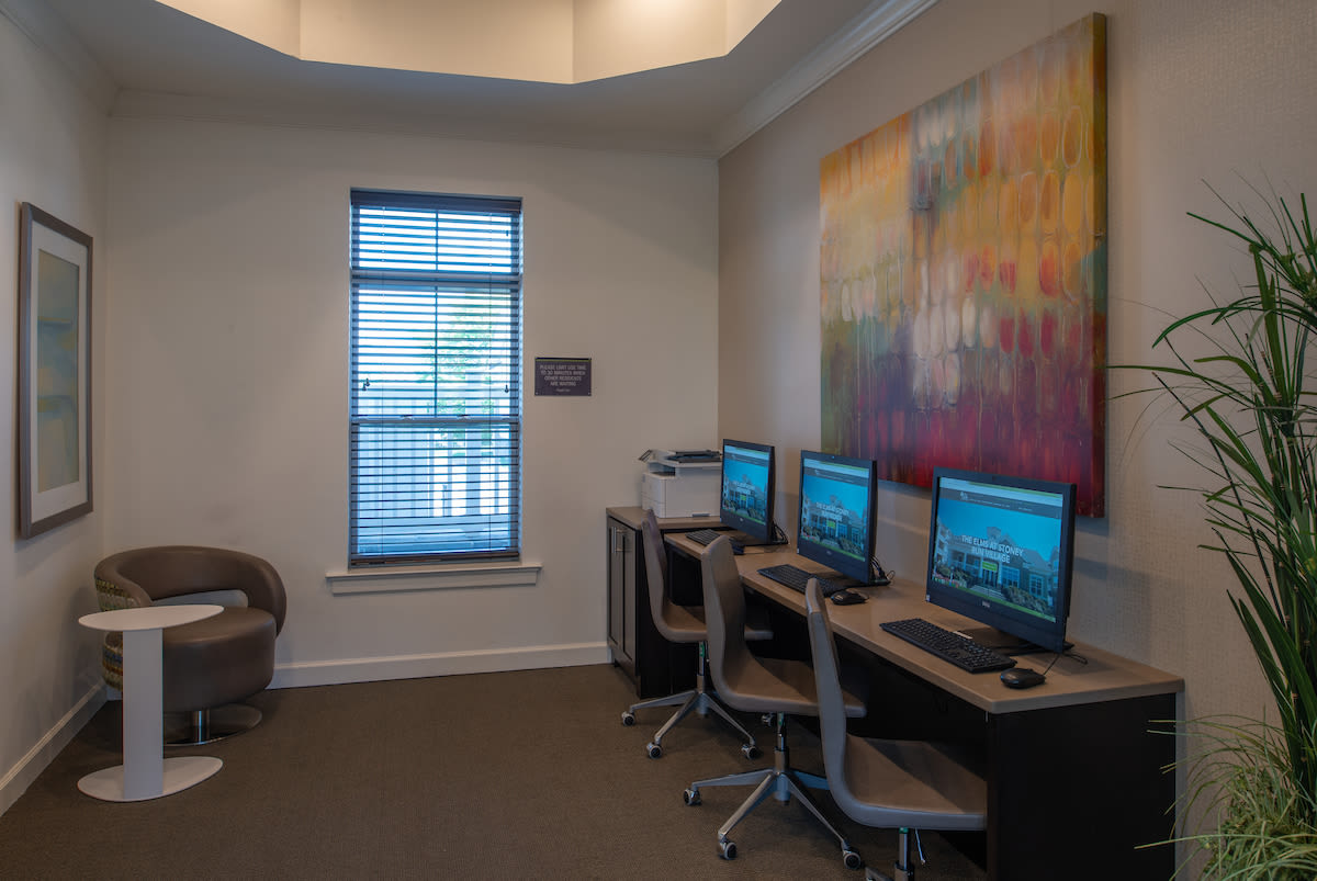 Community office area at The Elms at Stoney Run Village in Hanover, Maryland