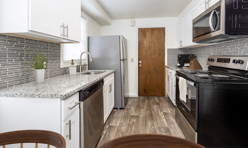 Modern kitchen at Park Place Townhomes in Buffalo, New York