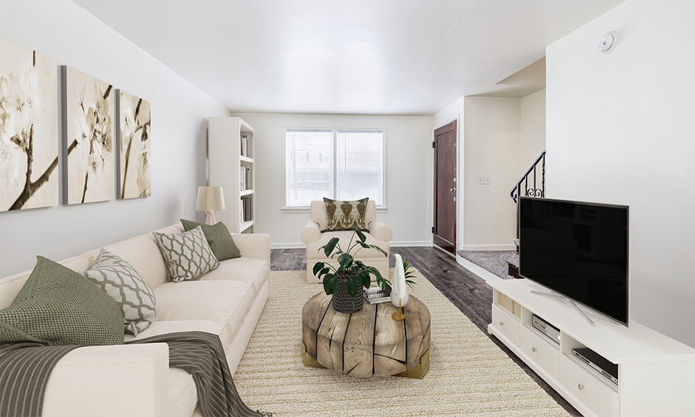 Spacious living room at Park Place Townhomes in Buffalo, New York