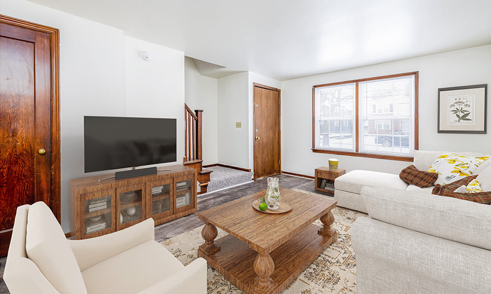 Living room area at Park Place Townhomes in Buffalo, New York