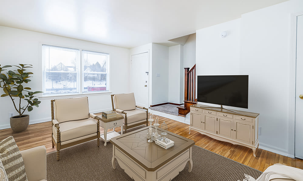 Spacious living room at Park Place Townhomes in Buffalo, New York
