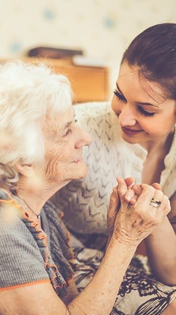 Mother and daughter at Churchill Place Memory Care in Glen Ellyn, Illinois