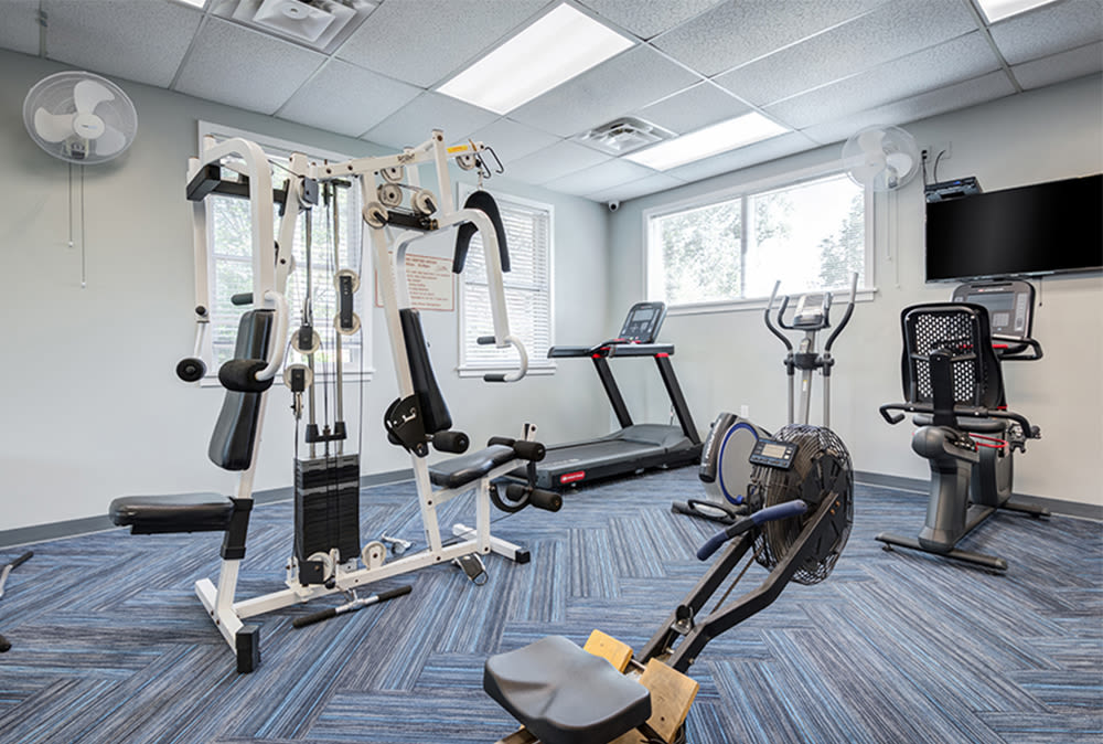 Beautiful fitness center at Perinton Manor Apartments in Fairport, New York