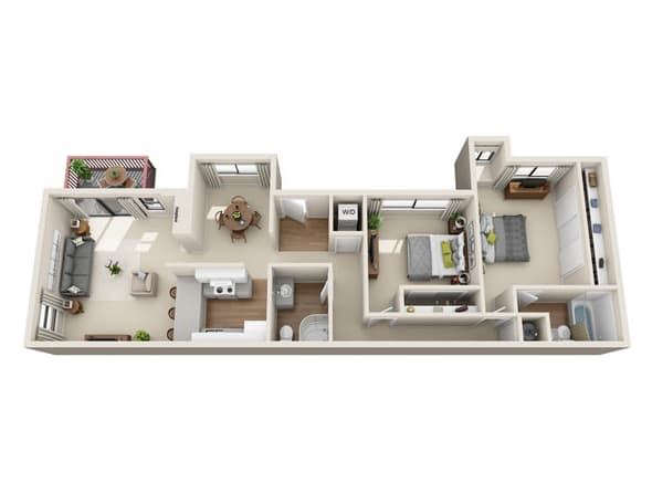 View The Alder two Bedroom Floor Plan at The Knolls at Sweetgrass Apartment Homes in Colorado Springs, Colorado