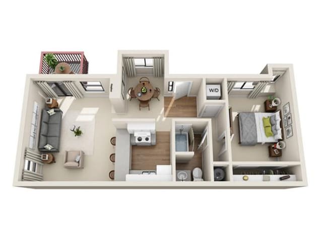 View Pinion one Bedroom Floor Plan at The Knolls at Sweetgrass Apartment Homes in Colorado Springs, Colorado