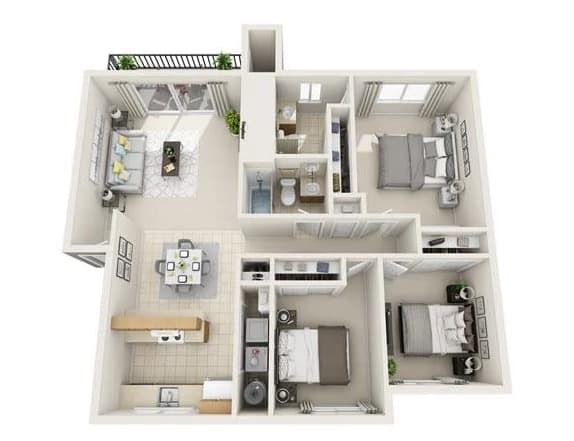View three bedroom McIntosh Bedroom Floor Plan at The Park at Cooper Point Apartments in Olympia, Washington