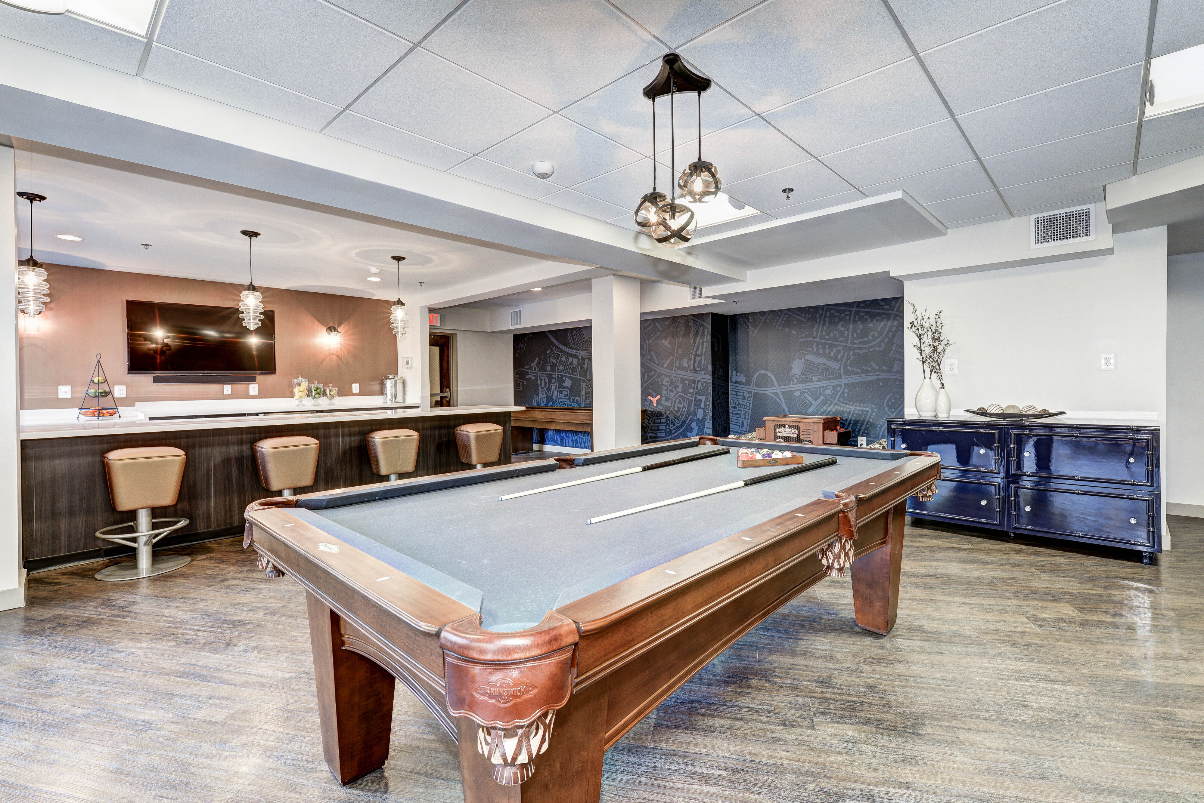 Billiards table at The Mark by Solaire in Alexandria, Virginia